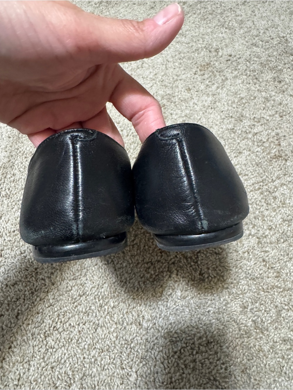 7.5 Nine West Women's Black Pointed Almond Toe Flats with box - Picture 5 of 7